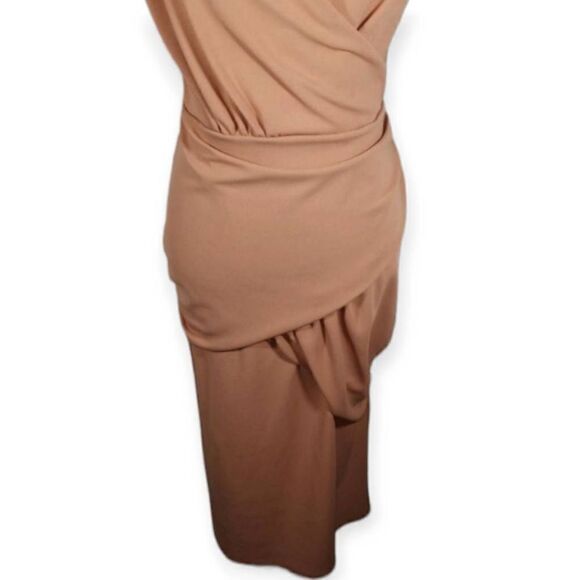 PRETTY LITTLE THING NUDE PLUNGE WEAP DETAIL MIDI DRESS SZ.16 NWOT. - Picture 9 of 13